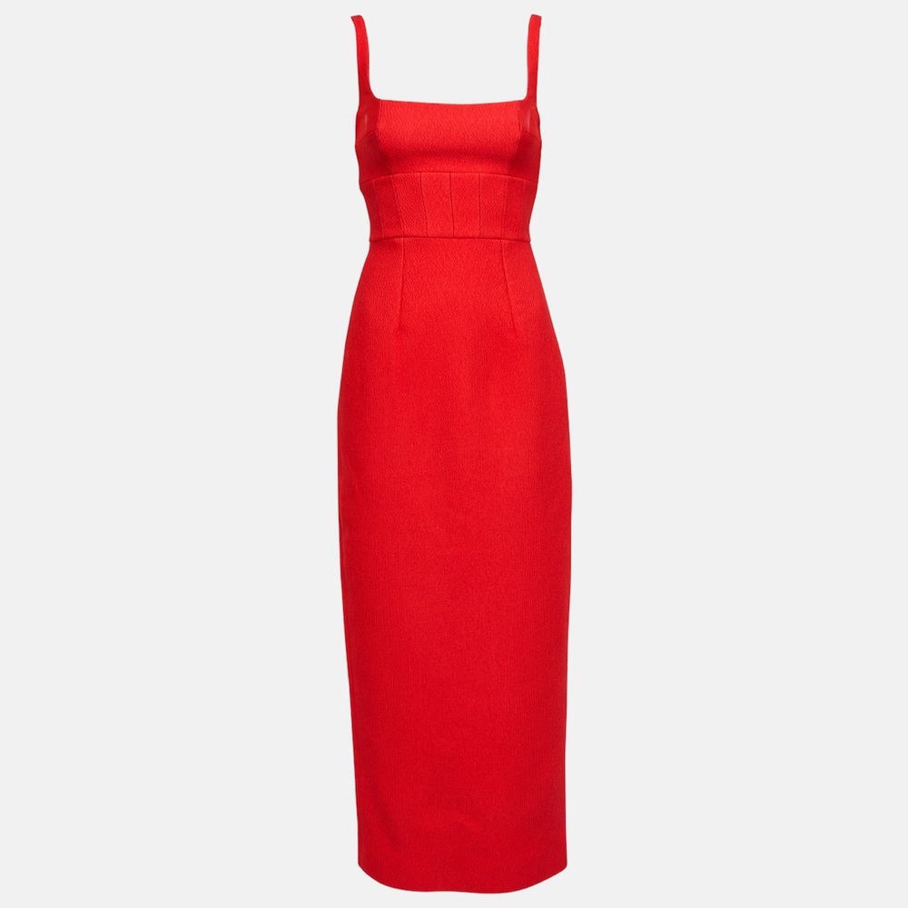 Emilia Wickstead Women's Red Martel Cloque Midi Dress